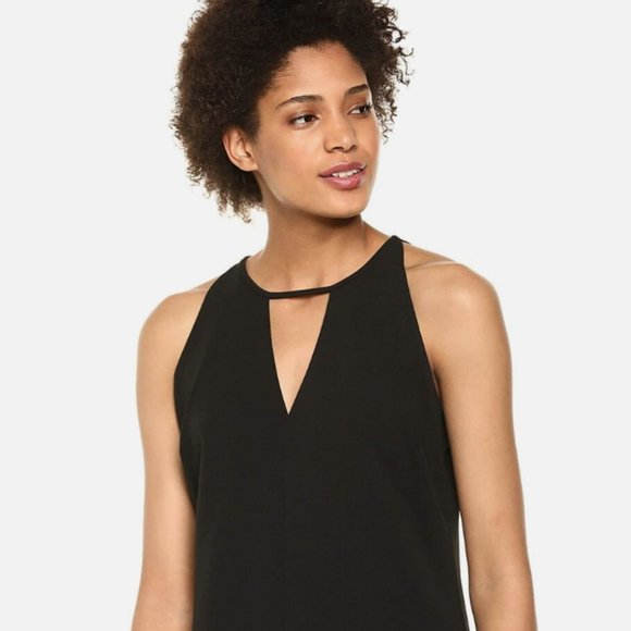 Sam Edelman Sleeveless Black Crepe V-Neck Shift Dress 6 - Picture 3 of 7